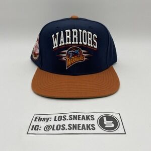 Golden State Warriors Hat Cap Snap back‎ Blue Brown NBA Basketball Mitchell Ness